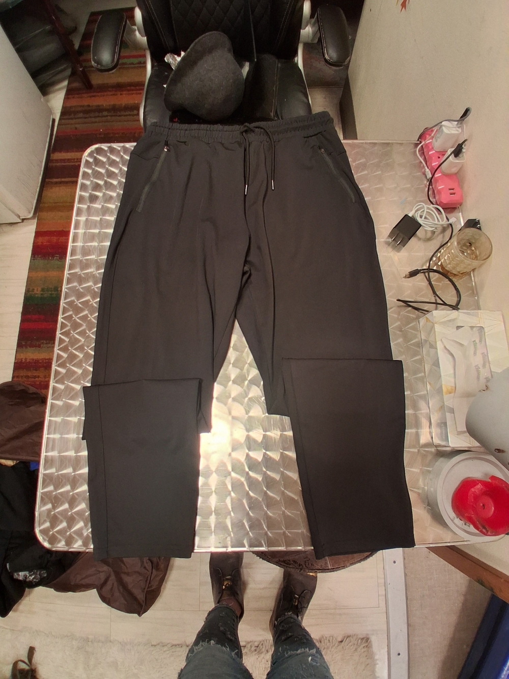 Men's Black Stretch Drawstring Pants